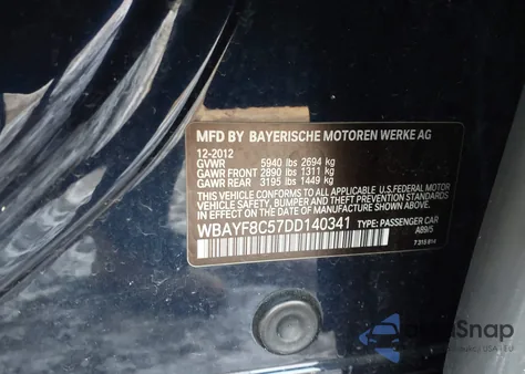 2013 BMW 750Li xDrive from USA, damaged, VIN WBAYF8C57DD140341
